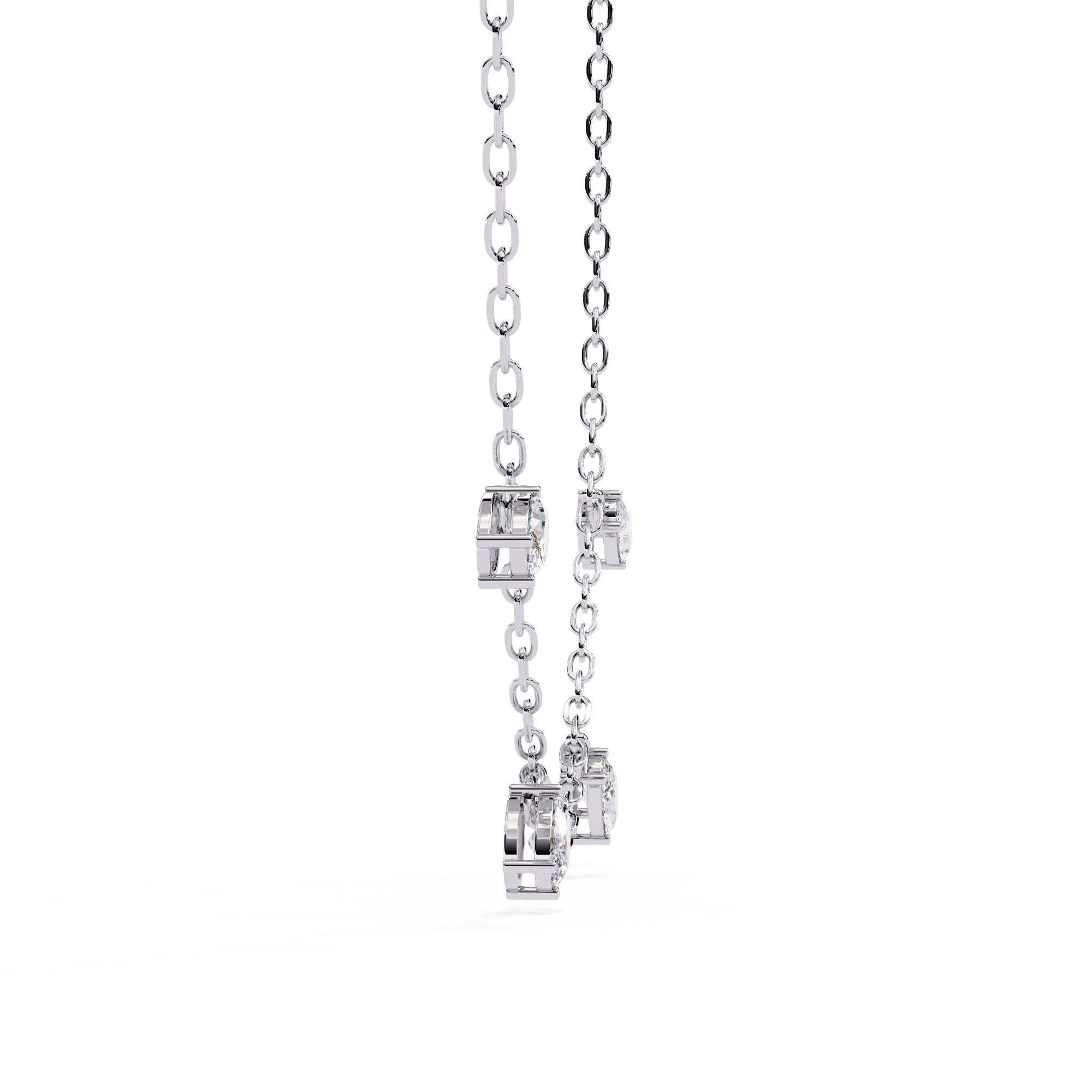 Solitairekart 1.45ct Four Bezel Set Oval Cut Natural Diamond Necklace-HI Color, VS-SI Clarity